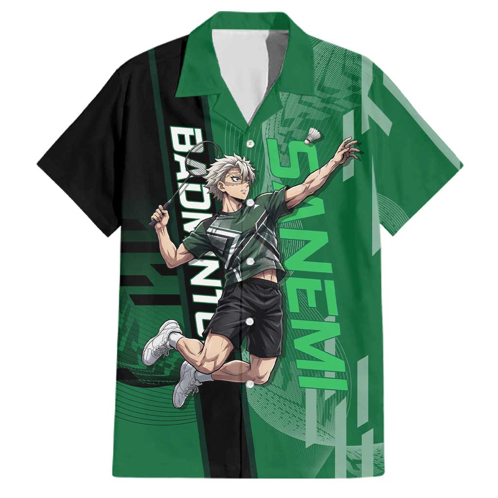 Personalized Shinazugawa Sanemi Badminton Family Matching Tank Maxi Dress and Hawaiian Shirt Design with Jump Shot Pose