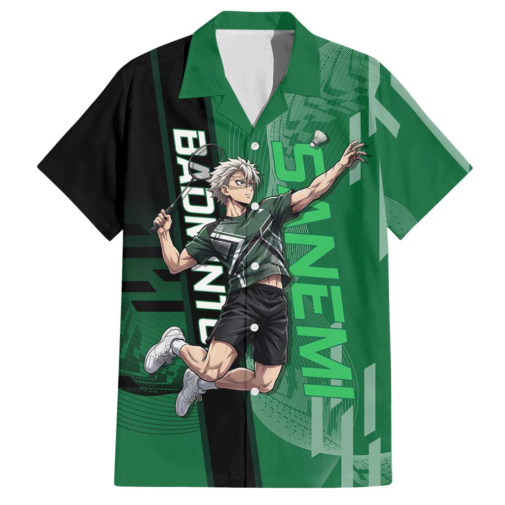 Personalized Shinazugawa Sanemi Badminton Hawaiian Shirt Design with Jump Shot Pose - The Mazicc