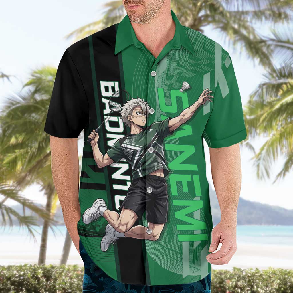 Personalized Shinazugawa Sanemi Badminton Hawaiian Shirt Design with Jump Shot Pose - The Mazicc