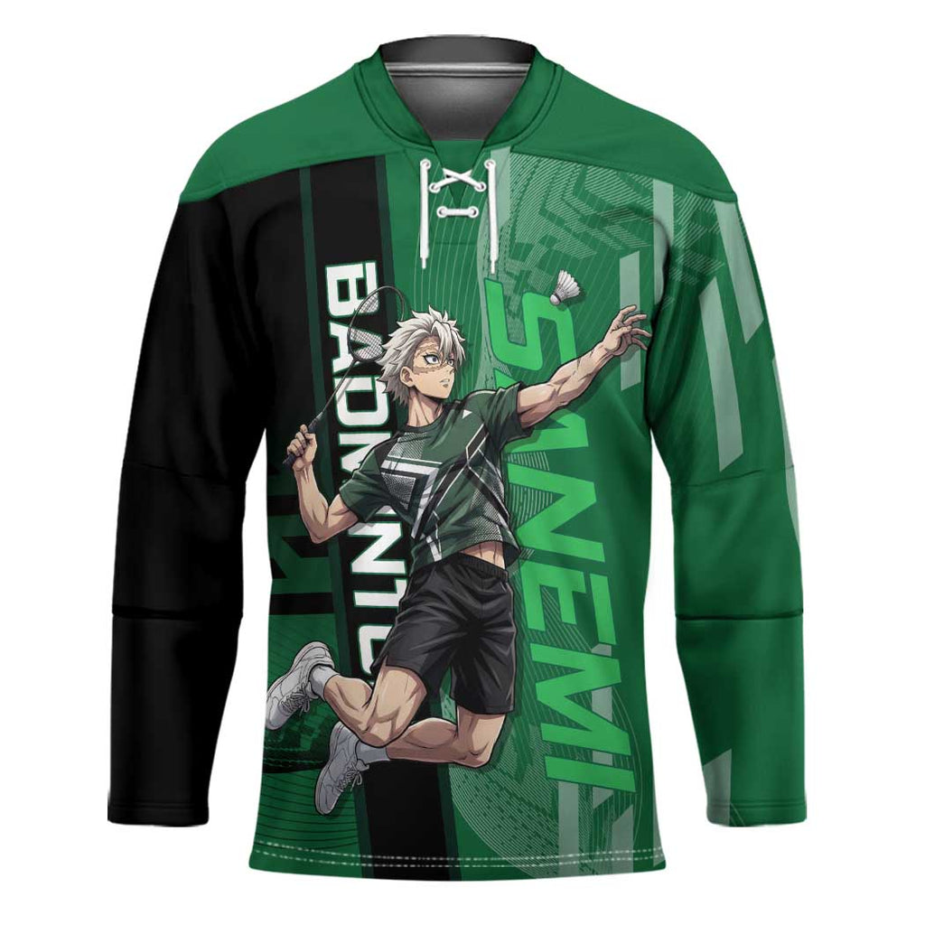 Personalized Shinazugawa Sanemi Badminton Hockey Jersey Design with Jump Shot Pose - The Mazicc