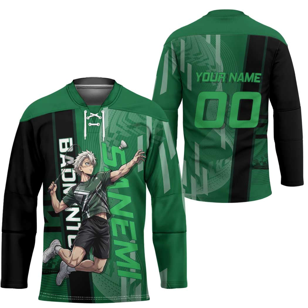 Personalized Shinazugawa Sanemi Badminton Hockey Jersey Design with Jump Shot Pose - The Mazicc