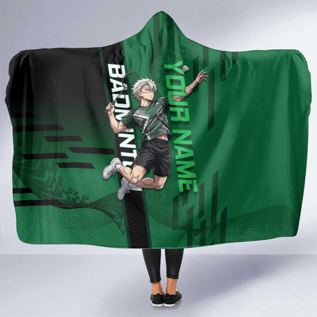 Personalized Shinazugawa Sanemi Badminton Hooded Blanket Design with Jump Shot Pose - The Mazicc