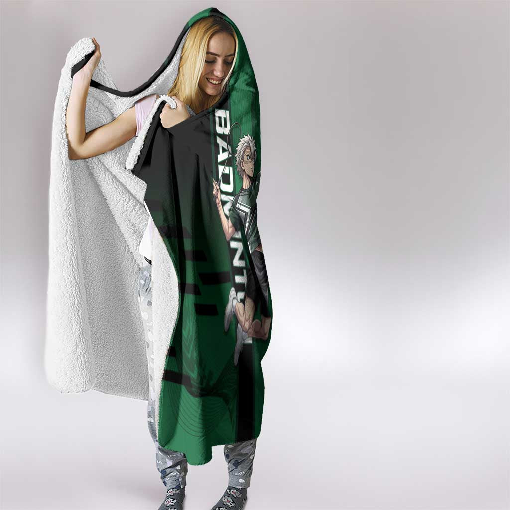 Personalized Shinazugawa Sanemi Badminton Hooded Blanket Design with Jump Shot Pose - The Mazicc