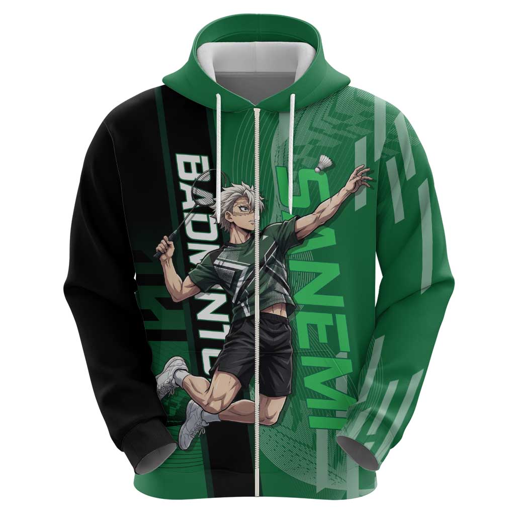 Personalized Shinazugawa Sanemi Badminton Hoodie Design with Jump Shot Pose - The Mazicc
