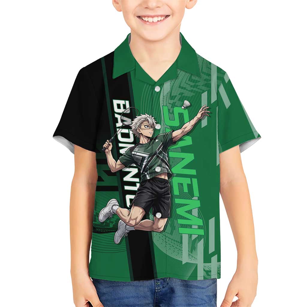 Personalized Shinazugawa Sanemi Badminton Kid Hawaiian Shirt Design with Jump Shot Pose - The Mazicc