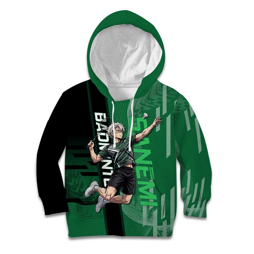 Personalized Shinazugawa Sanemi Badminton Kid Hoodie Design with Jump Shot Pose - The Mazicc