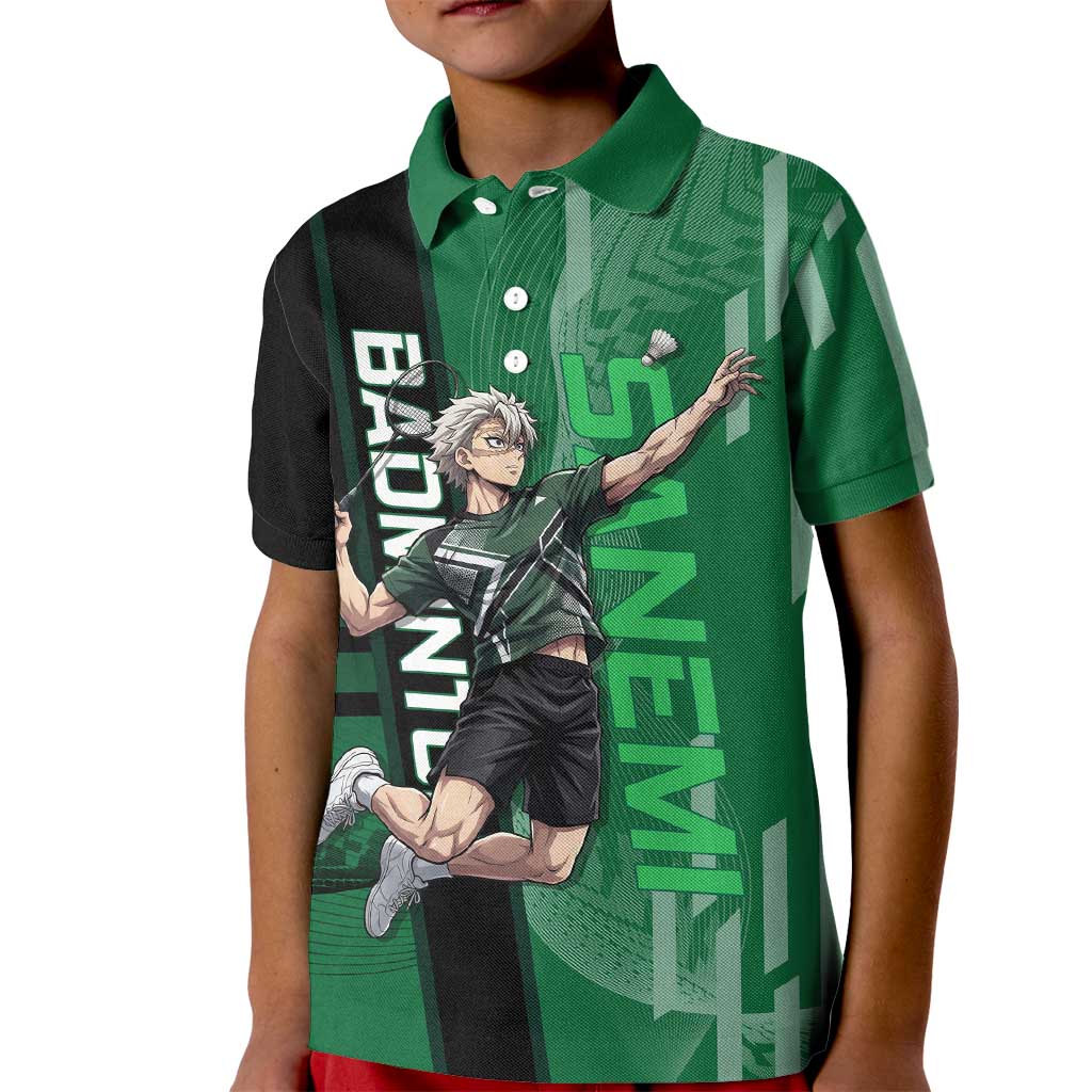 Personalized Shinazugawa Sanemi Badminton Kid Polo Shirt Design with Jump Shot Pose - The Mazicc