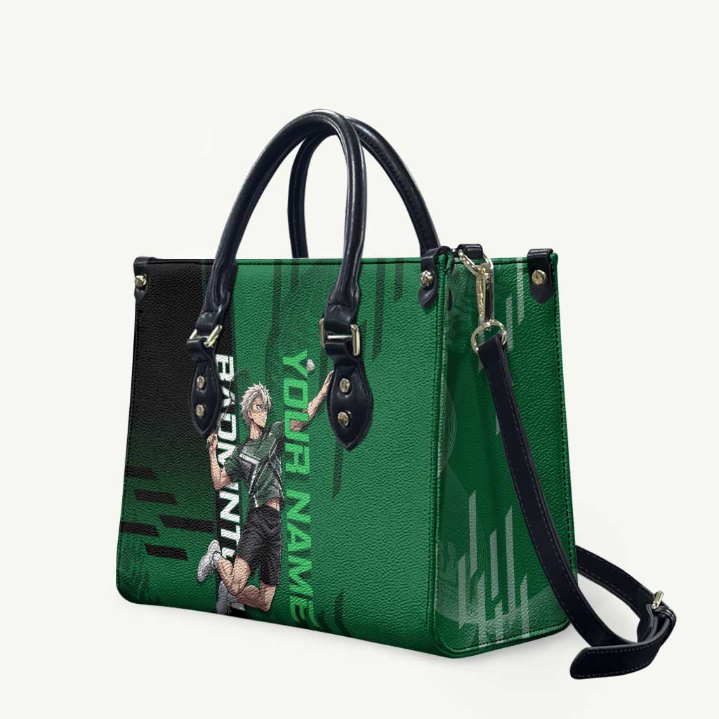 Personalized Shinazugawa Sanemi Badminton Leather Bag Design with Jump Shot Pose - The Mazicc