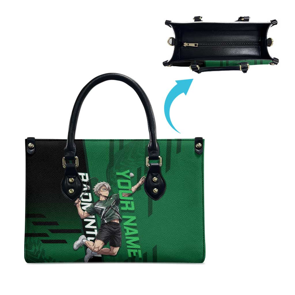 Personalized Shinazugawa Sanemi Badminton Leather Bag Design with Jump Shot Pose - The Mazicc