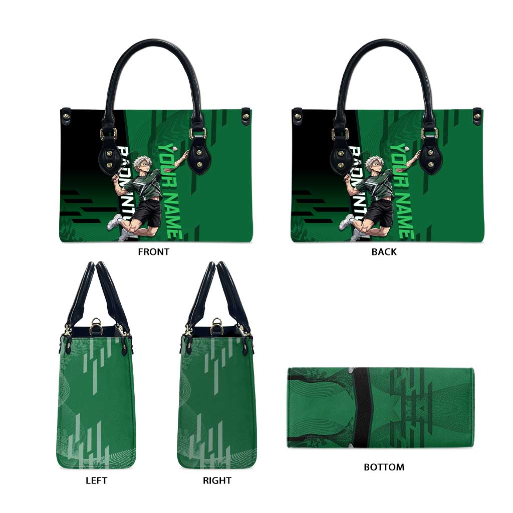 Personalized Shinazugawa Sanemi Badminton Leather Bag Design with Jump Shot Pose - The Mazicc
