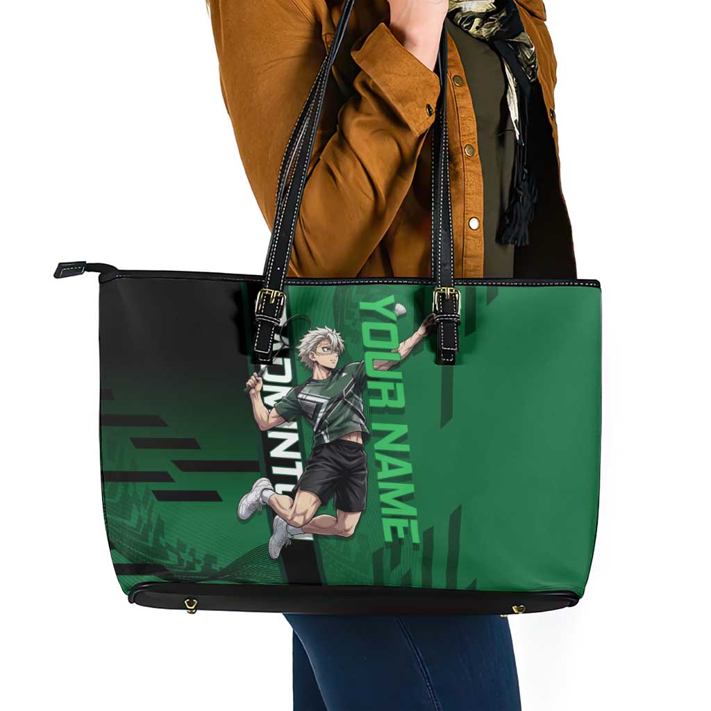 Personalized Shinazugawa Sanemi Badminton Leather Tote Bag Design with Jump Shot Pose - The Mazicc
