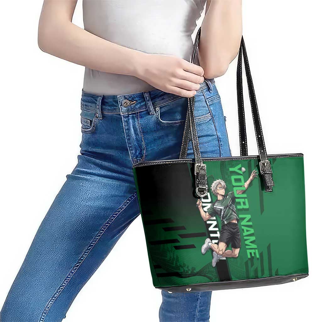 Personalized Shinazugawa Sanemi Badminton Leather Tote Bag Design with Jump Shot Pose - The Mazicc