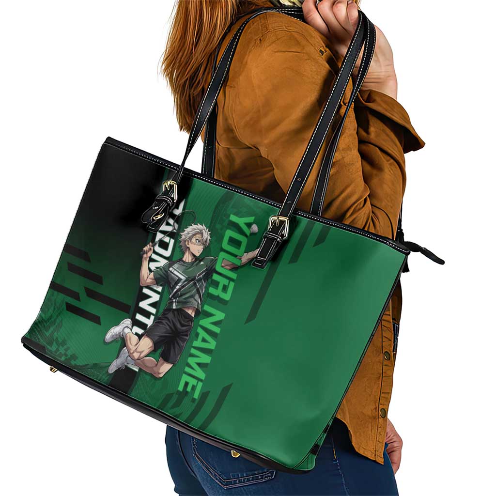 Personalized Shinazugawa Sanemi Badminton Leather Tote Bag Design with Jump Shot Pose - The Mazicc