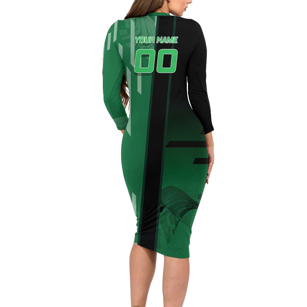 Personalized Shinazugawa Sanemi Badminton Long Sleeve Bodycon Dress Design with Jump Shot Pose - The Mazicc