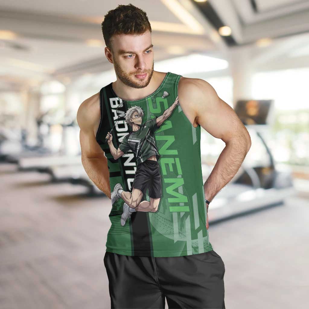 Personalized Shinazugawa Sanemi Badminton Men Tank Top Design with Jump Shot Pose - The Mazicc