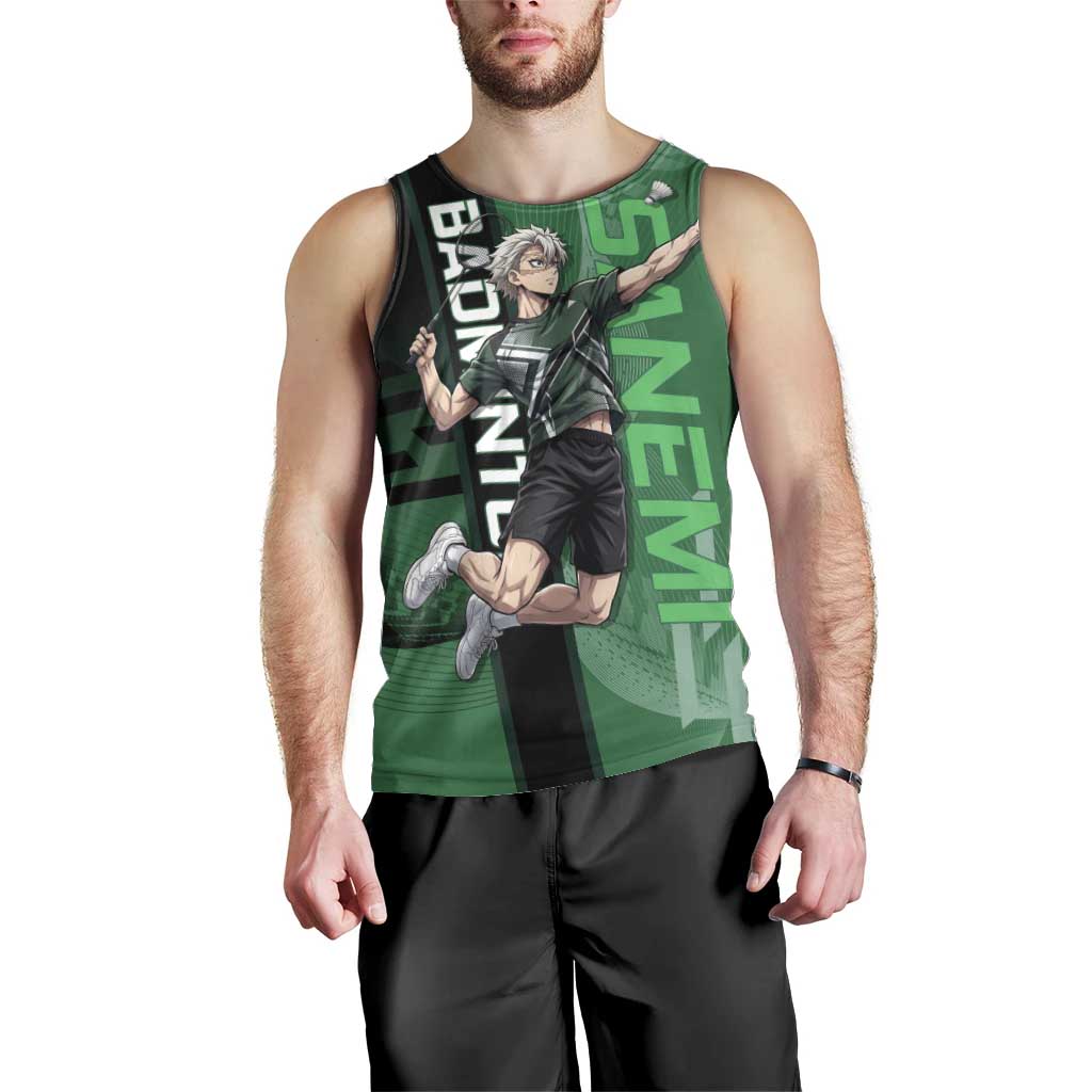 Personalized Shinazugawa Sanemi Badminton Men Tank Top Design with Jump Shot Pose - The Mazicc