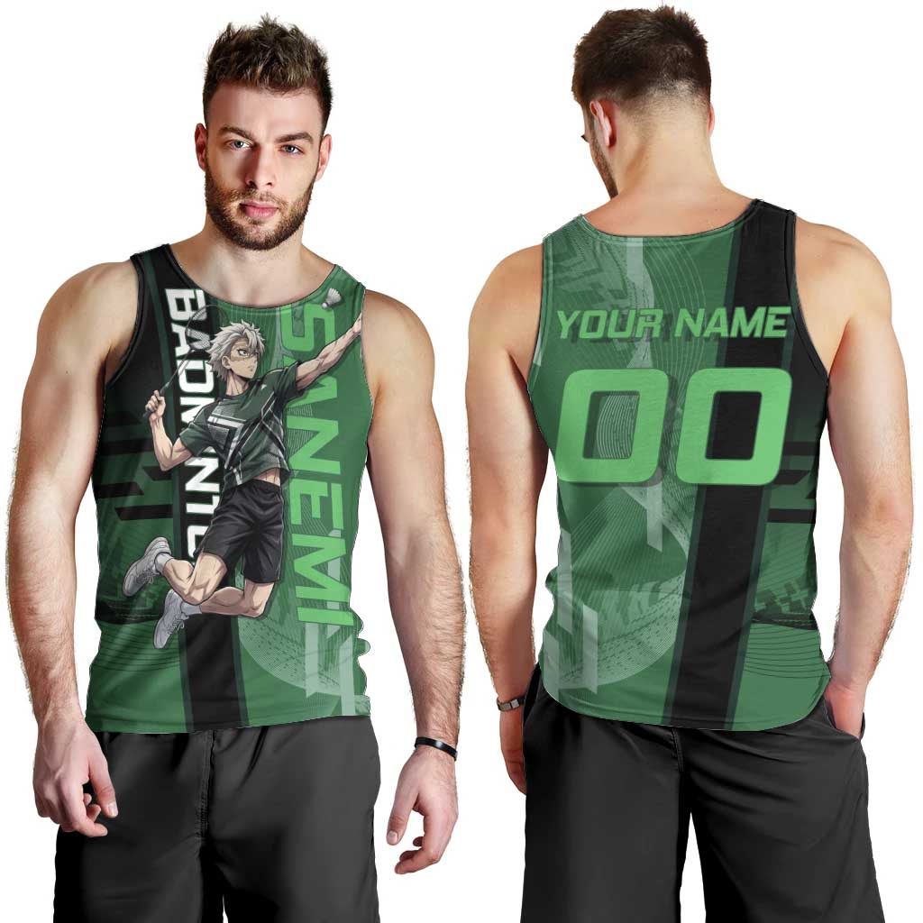 Personalized Shinazugawa Sanemi Badminton Men Tank Top Design with Jump Shot Pose - The Mazicc