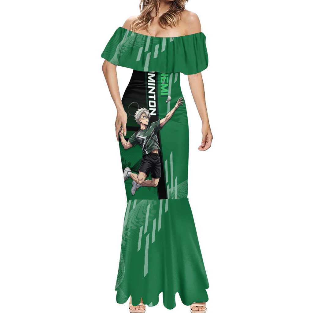 Personalized Shinazugawa Sanemi Badminton Mermaid Dress Design with Jump Shot Pose - The Mazicc