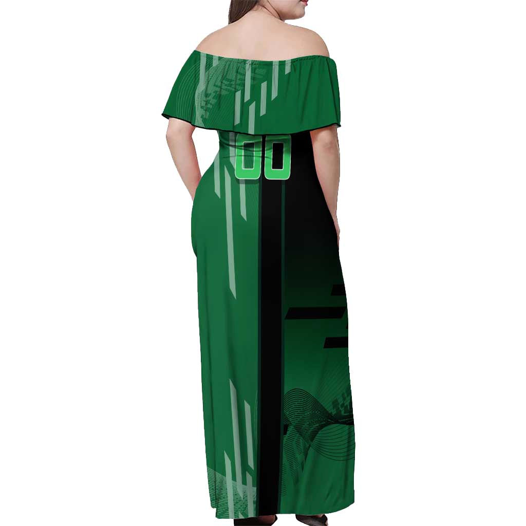 Personalized Shinazugawa Sanemi Badminton Off Shoulder Maxi Dress Design with Jump Shot Pose - The Mazicc