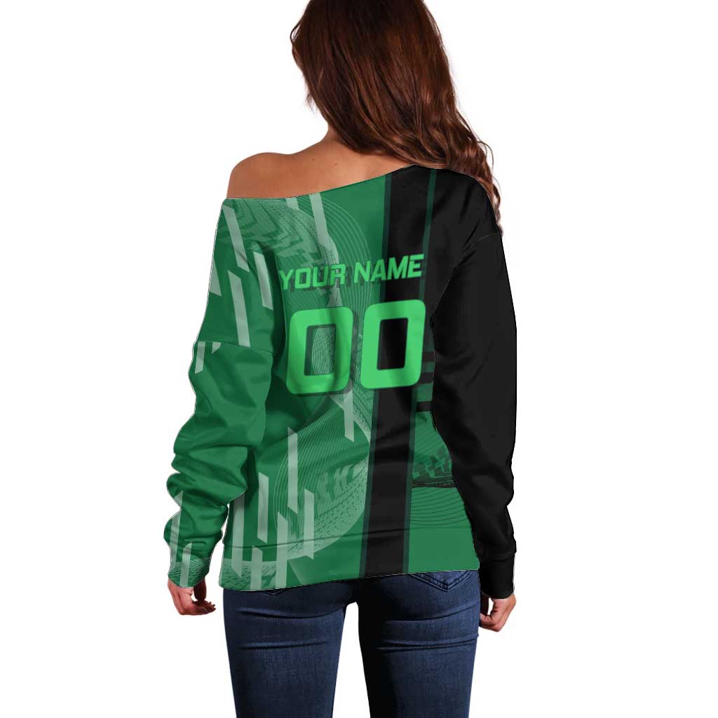 Personalized Shinazugawa Sanemi Badminton Off Shoulder Sweater Design with Jump Shot Pose - The Mazicc