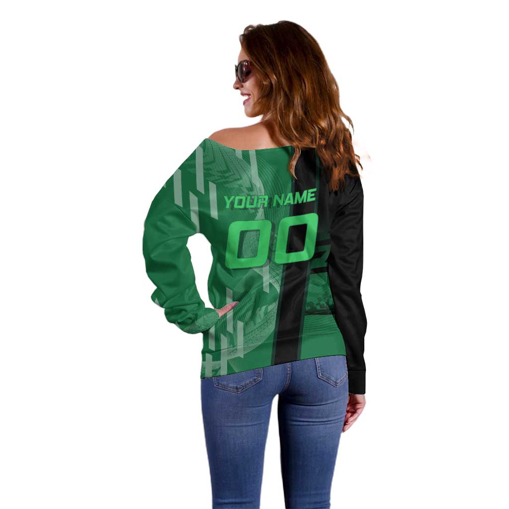 Personalized Shinazugawa Sanemi Badminton Off Shoulder Sweater Design with Jump Shot Pose - The Mazicc