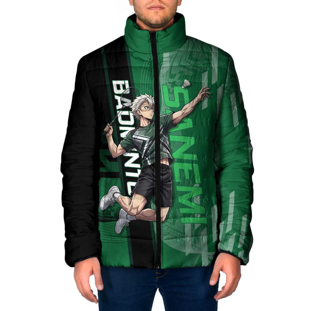 Personalized Shinazugawa Sanemi Badminton Padded Jacket Design with Jump Shot Pose - The Mazicc