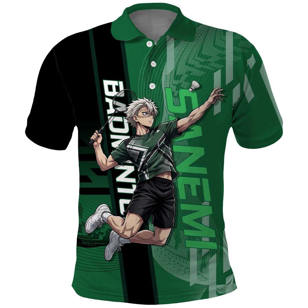 Personalized Shinazugawa Sanemi Badminton Polo Shirt Design with Jump Shot Pose - The Mazicc