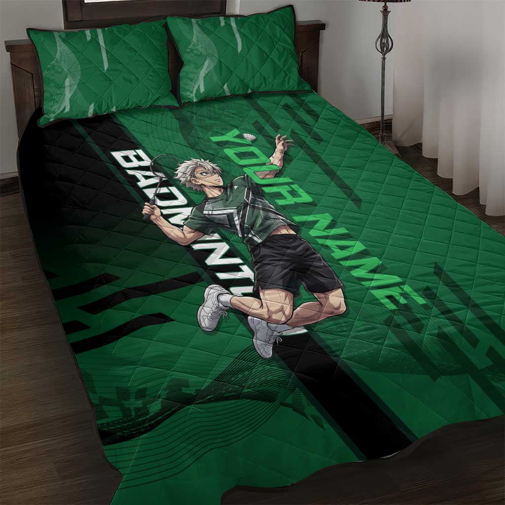 Personalized Shinazugawa Sanemi Badminton Quilt Bed Set Design with Jump Shot Pose - The Mazicc