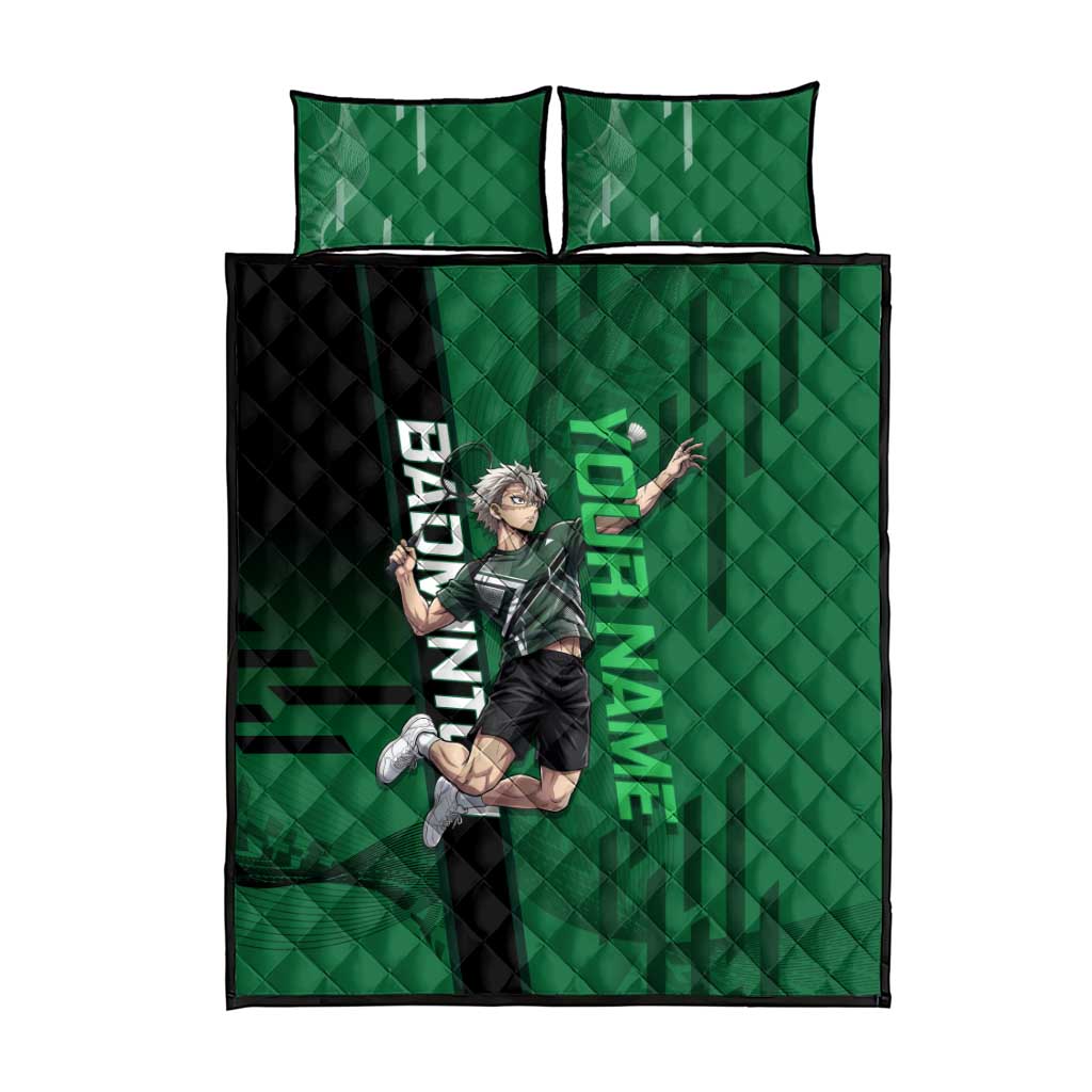 Personalized Shinazugawa Sanemi Badminton Quilt Bed Set Design with Jump Shot Pose - The Mazicc