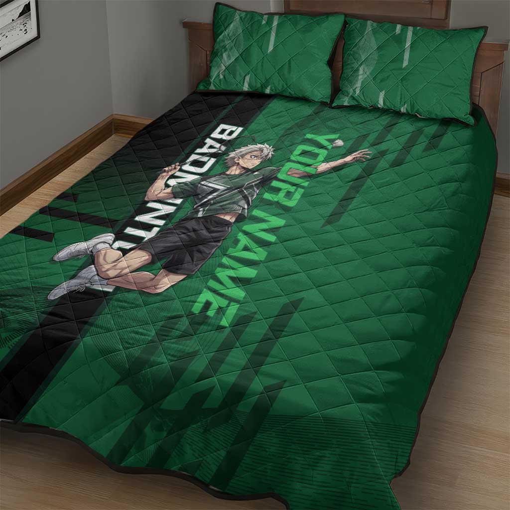 Personalized Shinazugawa Sanemi Badminton Quilt Bed Set Design with Jump Shot Pose - The Mazicc