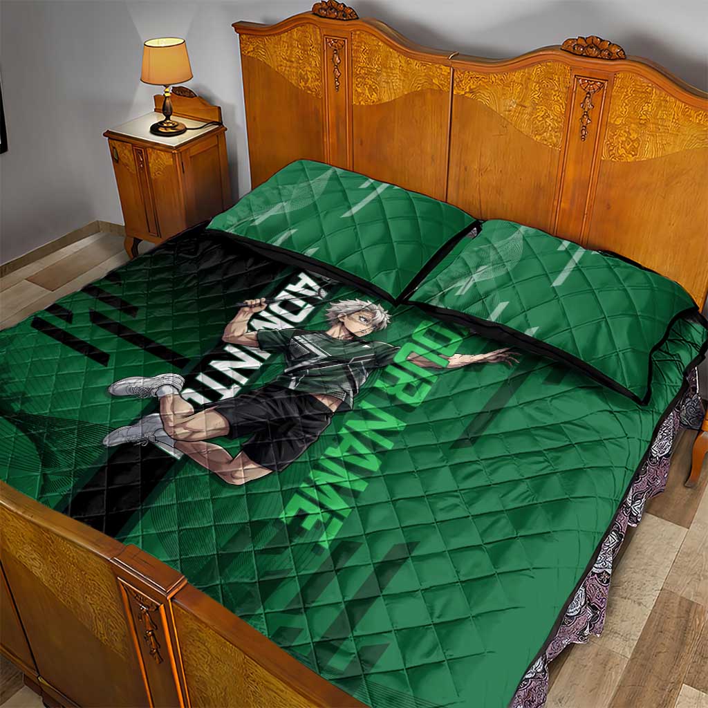 Personalized Shinazugawa Sanemi Badminton Quilt Bed Set Design with Jump Shot Pose - The Mazicc