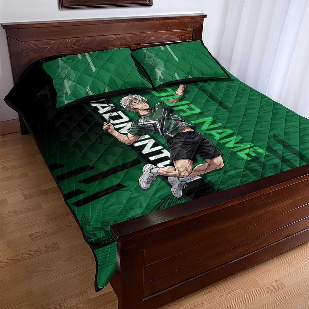 Personalized Shinazugawa Sanemi Badminton Quilt Bed Set Design with Jump Shot Pose - The Mazicc