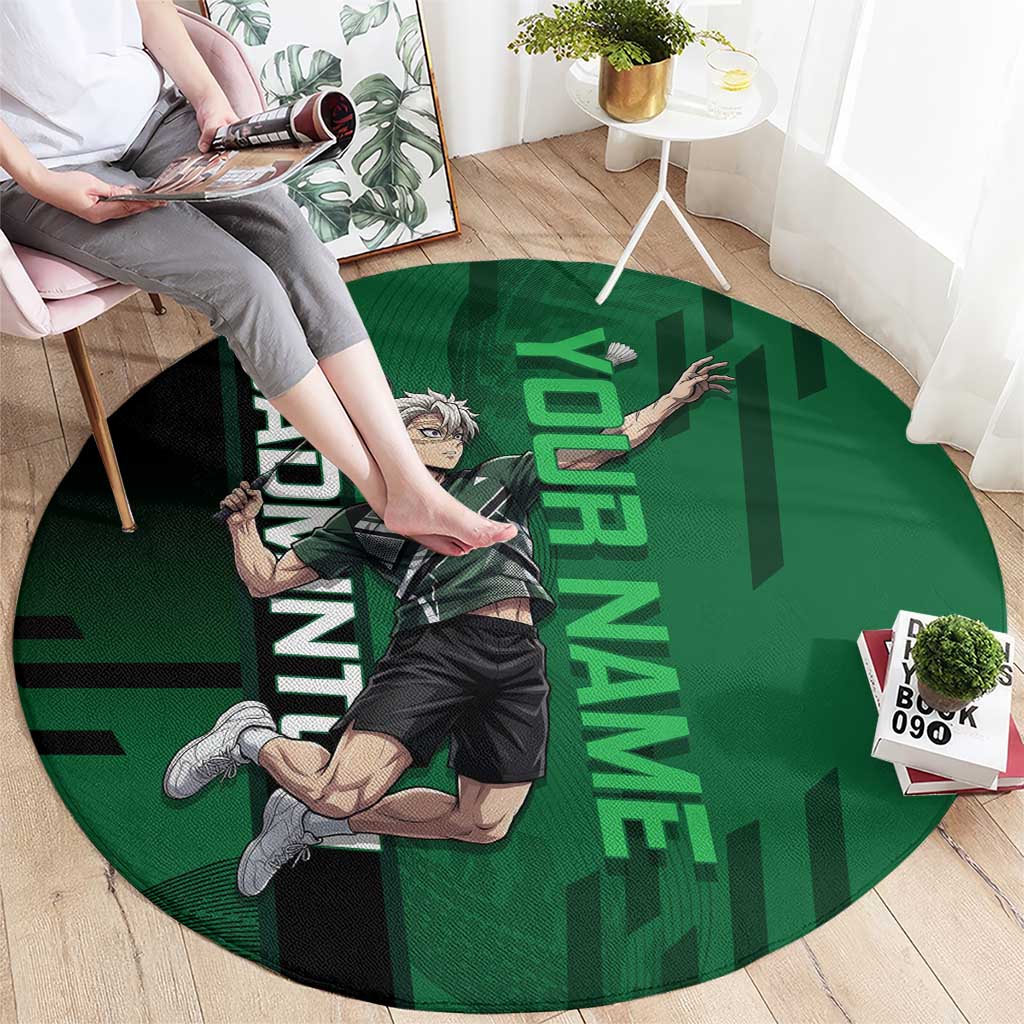 Personalized Shinazugawa Sanemi Badminton Round Carpet Design with Jump Shot Pose - The Mazicc