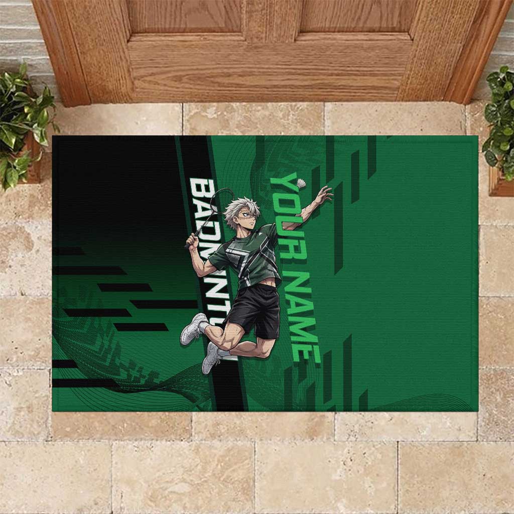 Personalized Shinazugawa Sanemi Badminton Rubber Doormat Design with Jump Shot Pose - The Mazicc