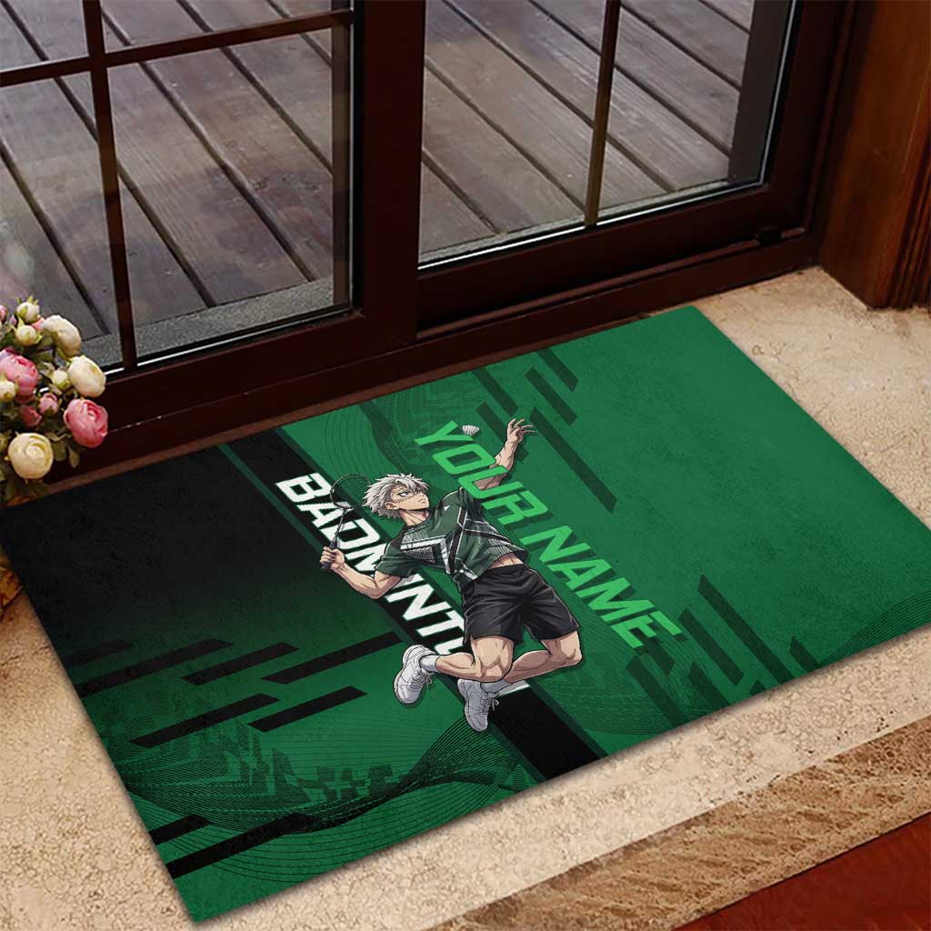 Personalized Shinazugawa Sanemi Badminton Rubber Doormat Design with Jump Shot Pose - The Mazicc