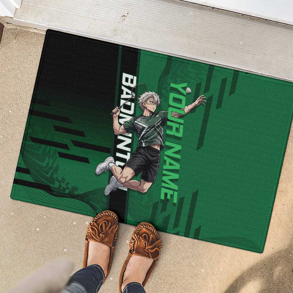 Personalized Shinazugawa Sanemi Badminton Rubber Doormat Design with Jump Shot Pose - The Mazicc