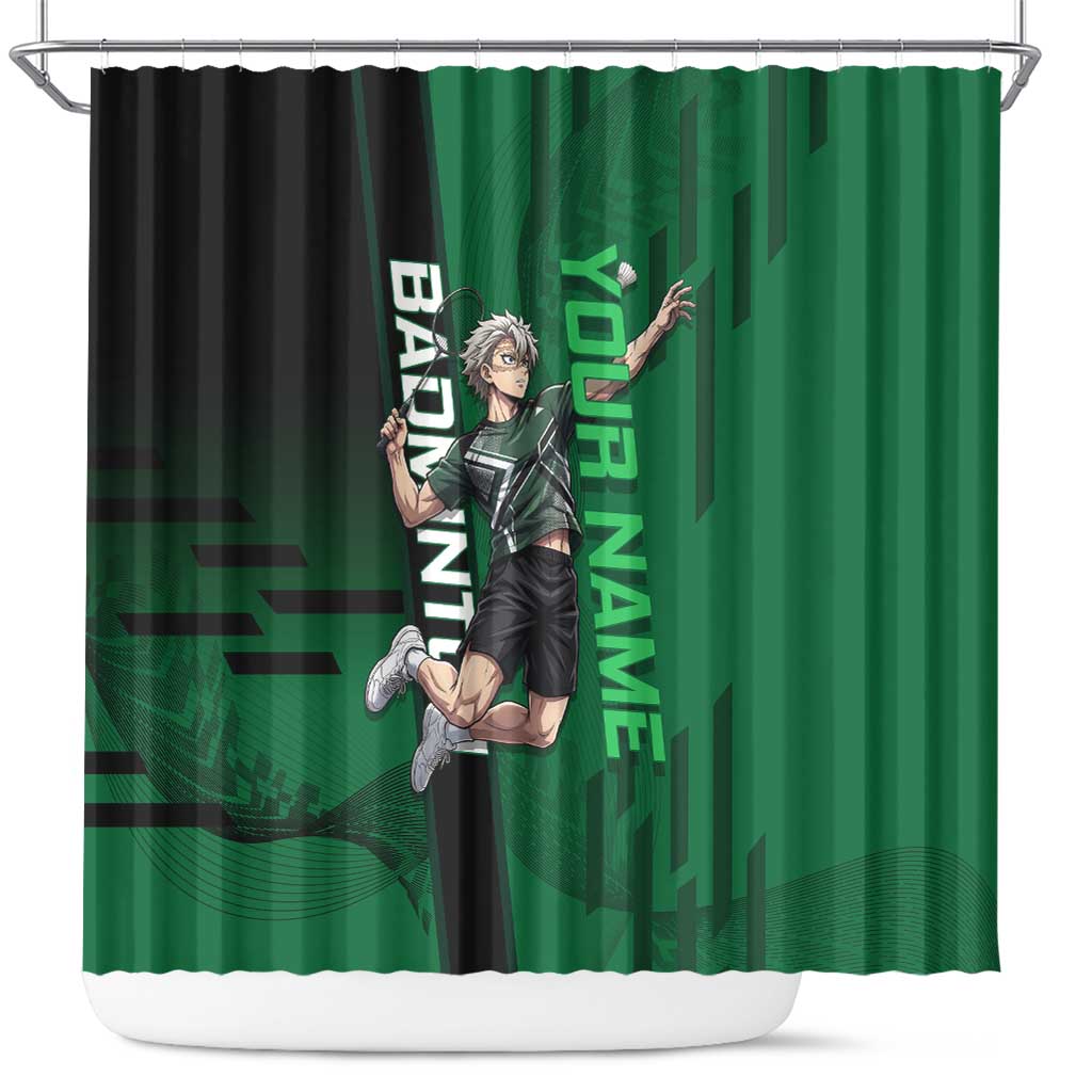 Personalized Shinazugawa Sanemi Badminton Shower Curtain Design with Jump Shot Pose - The Mazicc