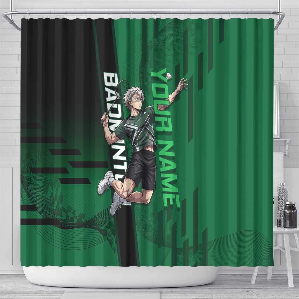 Personalized Shinazugawa Sanemi Badminton Shower Curtain Design with Jump Shot Pose - The Mazicc