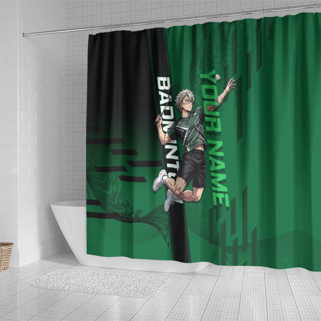 Personalized Shinazugawa Sanemi Badminton Shower Curtain Design with Jump Shot Pose - The Mazicc