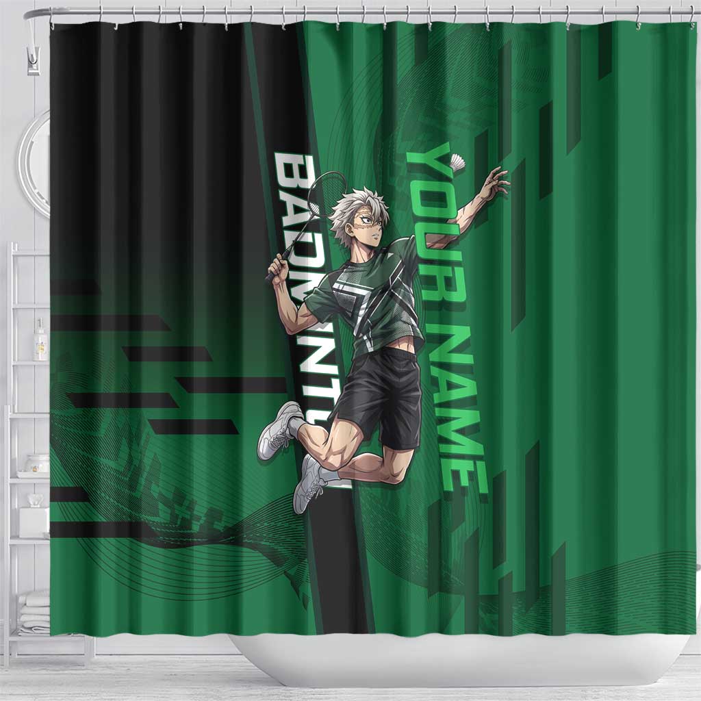 Personalized Shinazugawa Sanemi Badminton Shower Curtain Design with Jump Shot Pose - The Mazicc