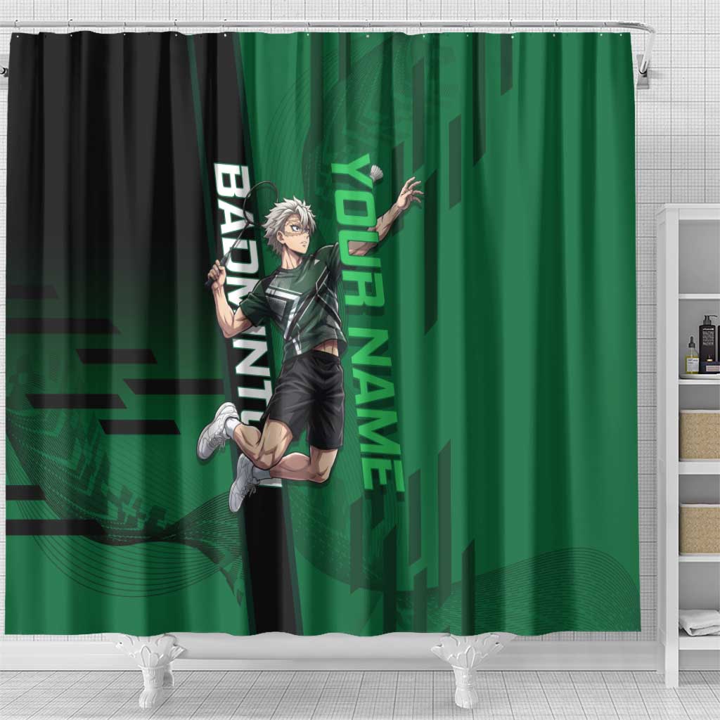 Personalized Shinazugawa Sanemi Badminton Shower Curtain Design with Jump Shot Pose - The Mazicc