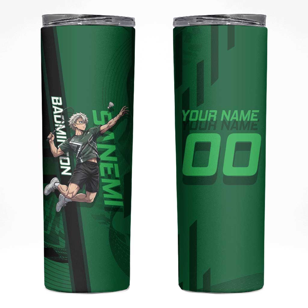 Personalized Shinazugawa Sanemi Badminton Skinny Tumbler Design with Jump Shot Pose - The Mazicc