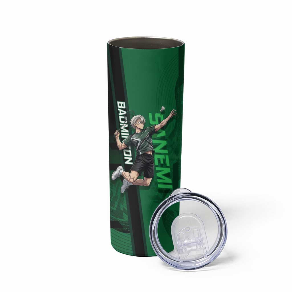 Personalized Shinazugawa Sanemi Badminton Skinny Tumbler Design with Jump Shot Pose - The Mazicc