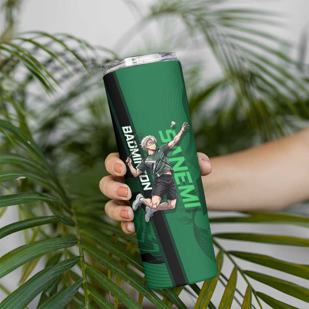 Personalized Shinazugawa Sanemi Badminton Skinny Tumbler Design with Jump Shot Pose - The Mazicc