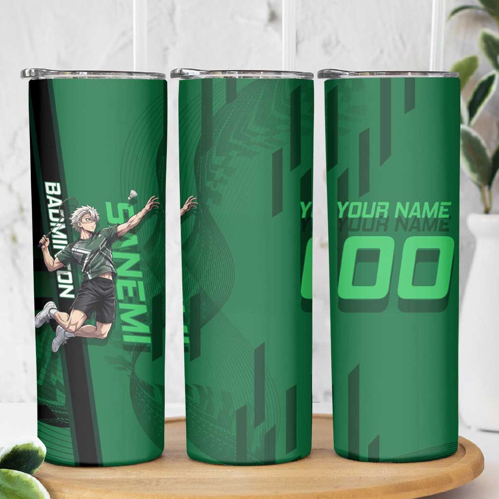 Personalized Shinazugawa Sanemi Badminton Skinny Tumbler Design with Jump Shot Pose - The Mazicc