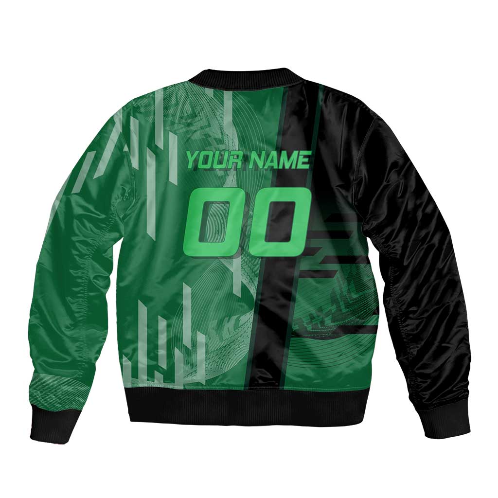 Personalized Shinazugawa Sanemi Badminton Sleeve Zip Bomber Jacket Design with Jump Shot Pose - The Mazicc