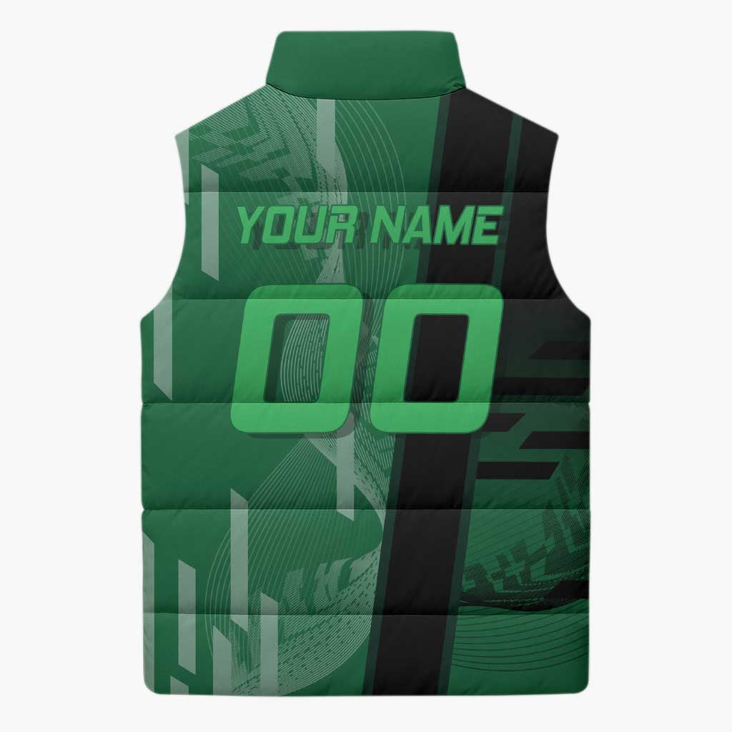 Personalized Shinazugawa Sanemi Badminton Sleeveless Puffer Jacket Design with Jump Shot Pose - The Mazicc