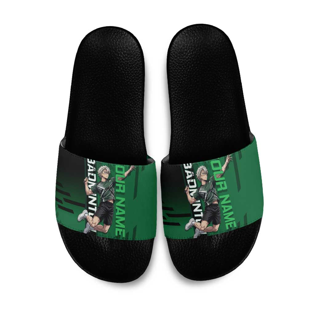 Personalized Shinazugawa Sanemi Badminton Slide Sandals Design with Jump Shot Pose - The Mazicc