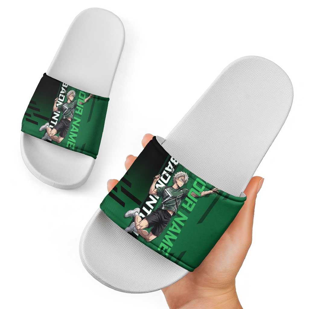 Personalized Shinazugawa Sanemi Badminton Slide Sandals Design with Jump Shot Pose - The Mazicc
