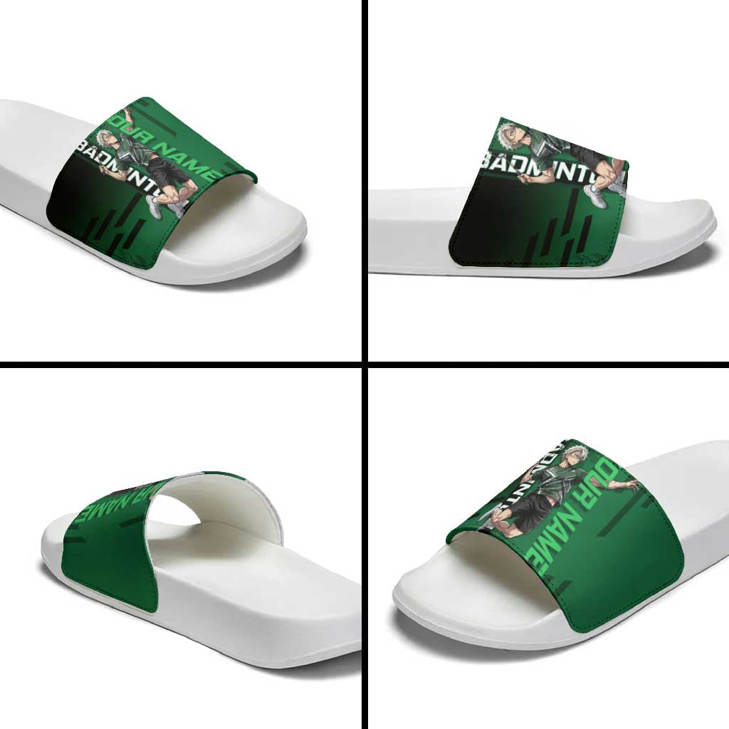 Personalized Shinazugawa Sanemi Badminton Slide Sandals Design with Jump Shot Pose - The Mazicc